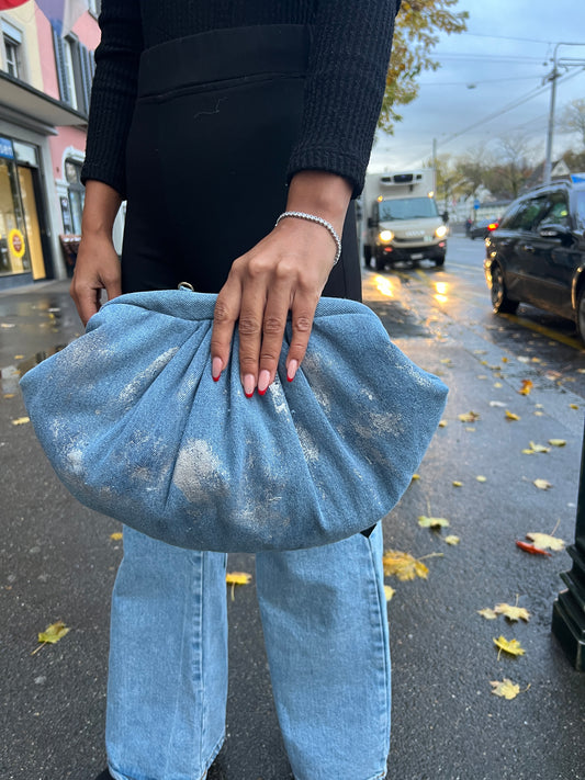 Denim clutch