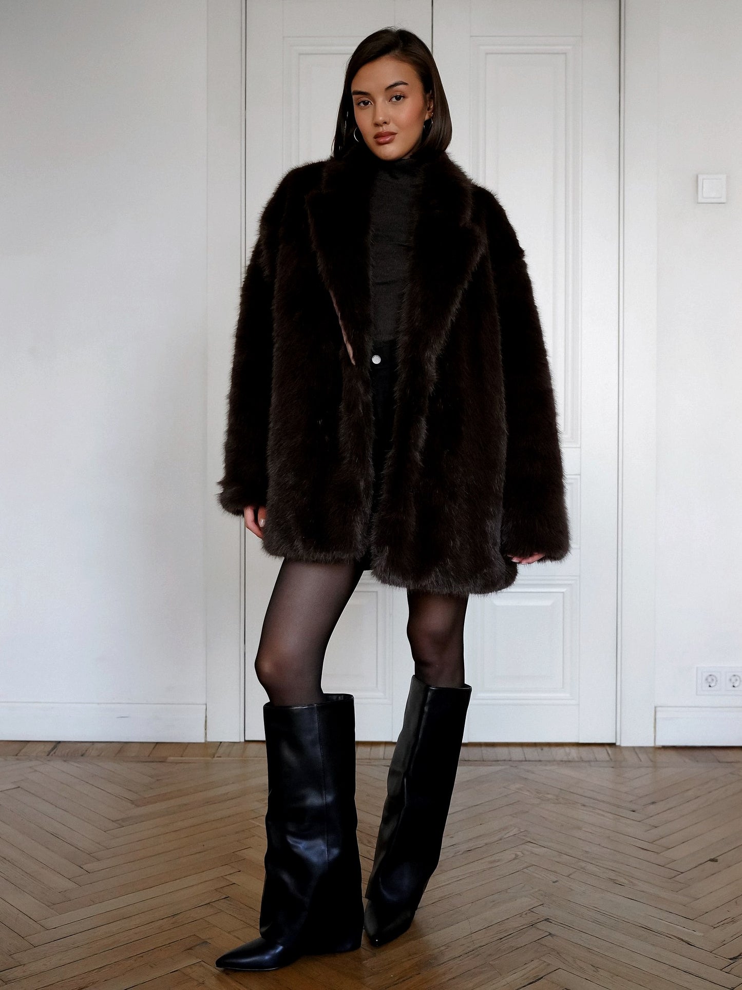 Wrap Fur Short Coat