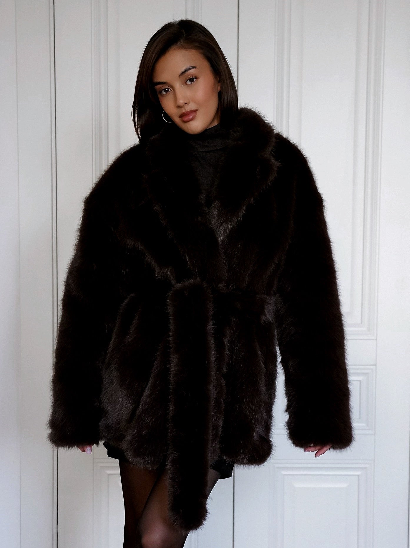 Wrap Fur Short Coat