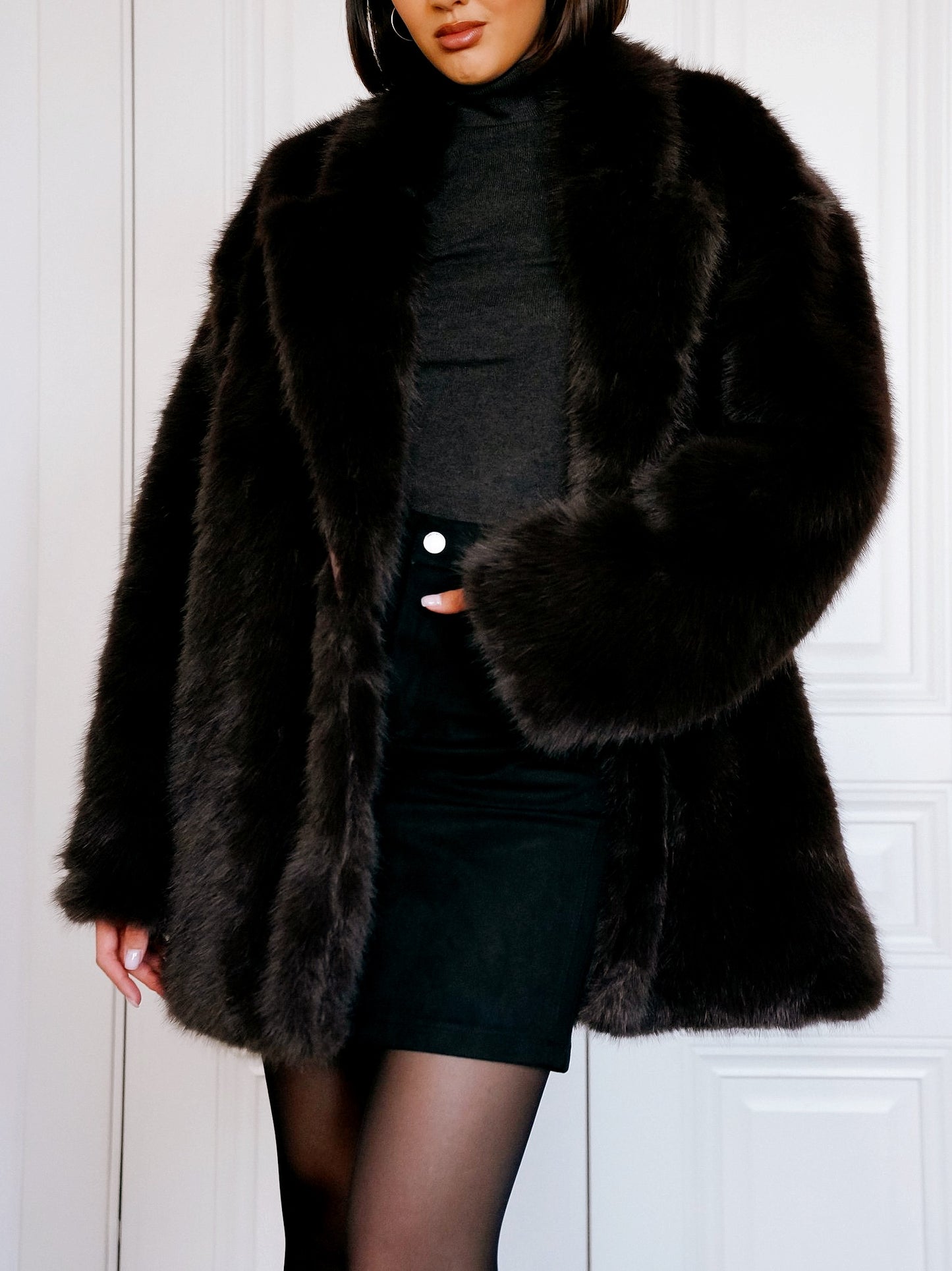 Wrap Fur Short Coat