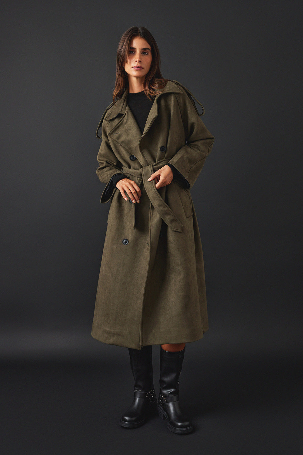 Posh Suede Trench-Coat