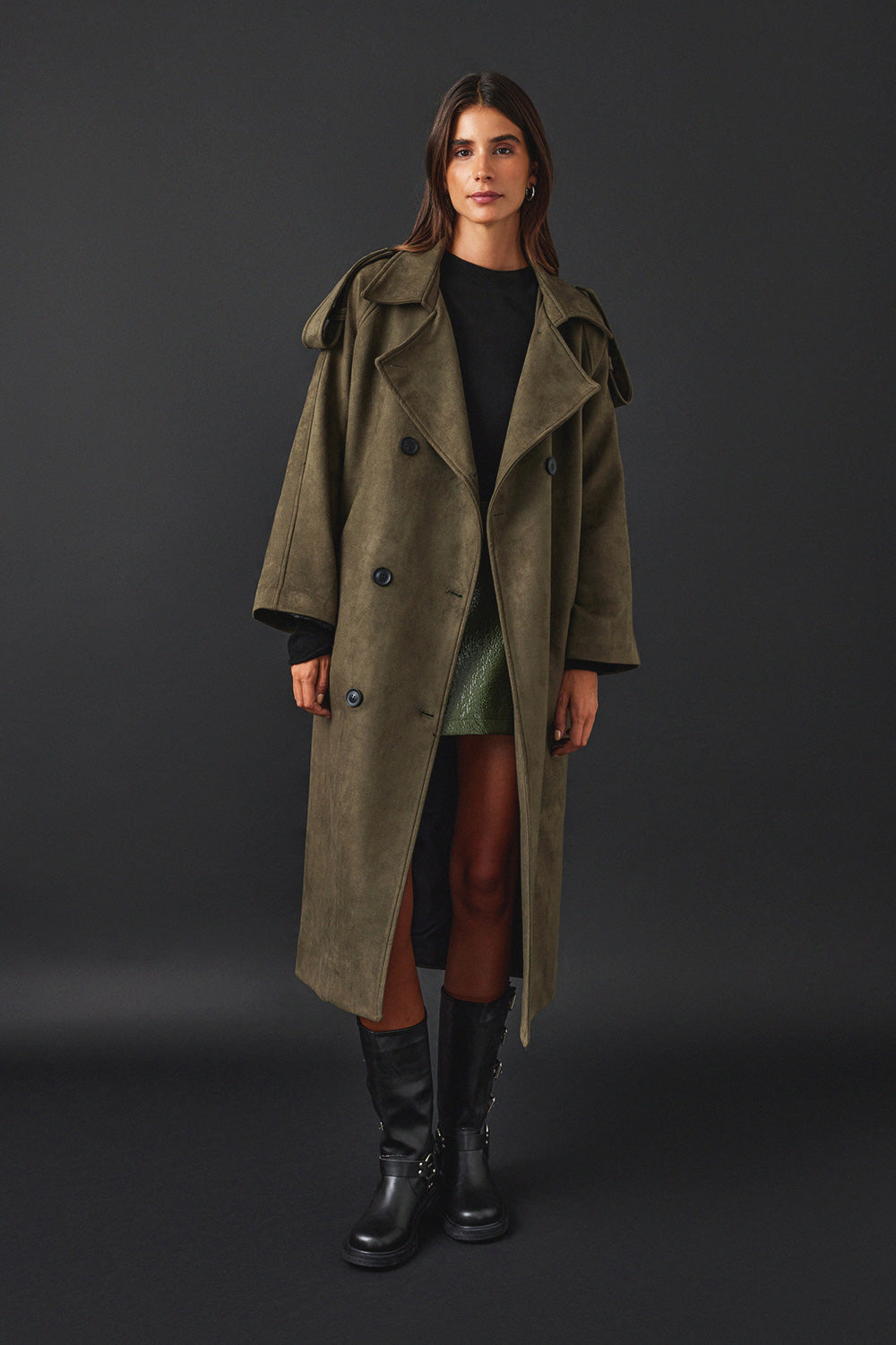 Posh Suede Trench-Coat